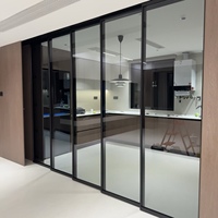 Porte coulissante sur mesure à cadre en alliage d'aluminium ultra-étroit, design multi-liens réglable pour la division d'espace intérieur