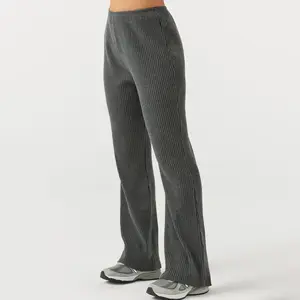 Activewear üreticisi kadın düz renk Bootcut Yoga pantolon uzun Bootleg yüksek Waisted Flare pantolon