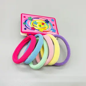 Discount Sale Of 72pcs Per Bag With Card Unpatterned Circles Hair Tie High Elastic Colorful Polyester Hair Rope For Grilss