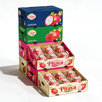 Boîte en carton d'emballage de fruits du dragon de qualité supérieure, écologique, avec impression personnalisée en couleur et en relief, boîtes d'expédition de fruits frais avec poignée
