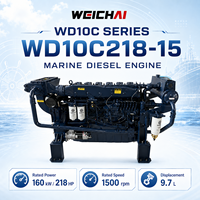 Moteur diesel marin WEICHAI WD10C218-15 218HP 160kW refroidi par eau, turbocompressé et intercooler pour bateaux commerciaux lourds