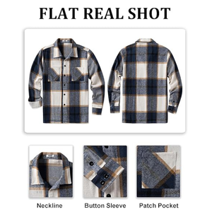 Men's Plaid <b>Overshirt</b> Warm Casual <b>Flannel</b> Button Down Jacket Style Shirt OEM ODM Manufacturer For Bulk Orders - Product Image 6