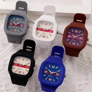 Fashion Watches Big Square Quartz Watch Wristwatch Silicone Strap Sport Casual Watch For Teenager Gifts