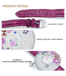 Reloj de cuarzo de diseño de tendencia de etiqueta privada OEM con logotipo personalizado para mujer, relojes de joyería con incrustaciones de plata de lujo con diseño de tendencia - Product Image 5