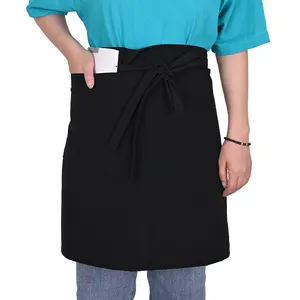 KEFEI waist cheap bulk work half apron with custom Logo 100% polyester high quality staff apron