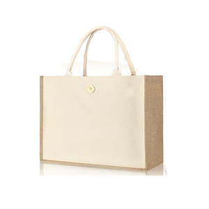 Sac fourre-tout réutilisable personnalisé pour les courses, design bouton, matériau durable, sac cadeau en jute naturel - Product Image 2