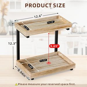Double Layer Wooden Iron Storage Rack 50X30CM Durable Freestanding Bathroom Shelf For Cosmetics Toiletries Organization - Product Image 4