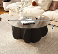 Table basse moderne en verre pour salon, couleur chêne, forme triangulaire, assemblage simple