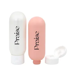 Free sample cosmetic packaging 150ml flip plastic hand cream bottle, smooth round lotion extruded container bottle custom logo