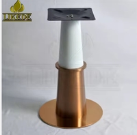 Socle de table rond luxueux à double colonne en fer blanc avec revêtement en poudre et piédestal brossé en acier inoxydable or rose