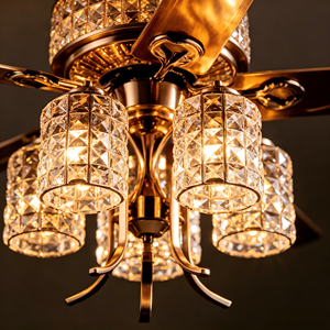 Ventilateur de plafond en cristal de luxe, 5 pales, lumière LED, télécommande, style traditionnel, lustre pour salon, moteur AC 220V - Product Image 4