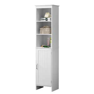 MAY HOME 63" <strong>Tall</strong> Narrow <strong>Cabinet</strong>, <strong>Bathroom</strong> Storage <strong>Cabinet</strong>, Skinny Floor <strong>Cabinet</strong>, Wooden <strong>Free</strong> <strong>Standing</strong> <strong>Cabinet</strong> with Adjustable - Product Image 1