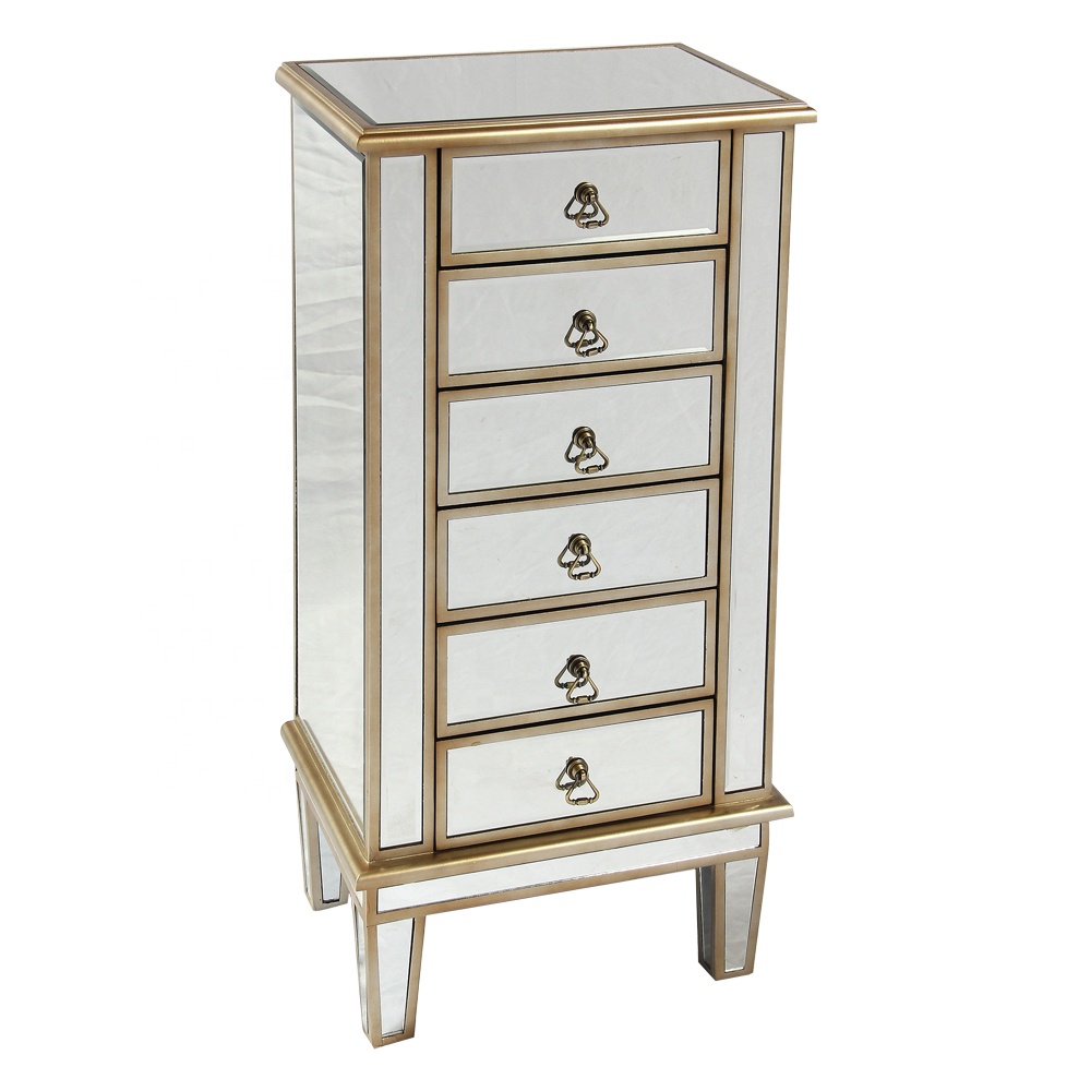 Зеркальная мебель, роскошный золотой офисный шкаф для хранения, мебель для спальни, 6 комодов, комод для гостиной