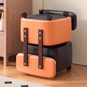 Tabouret à roulettes et dossier en cuir PU imperméable, avec roues silencieuses, pour le nettoyage des joints, les salons, la crèche, tabouret de travail mobile et portable - Product Image 4