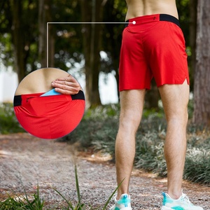 Men's 2-<b>Layer</b> Woven <b>Mid</b> Elastic Sports Shorts Quick Dry Breathable Anti-Wrinkle Underwear Custom Logo Active Running Shorts - Product Image 2