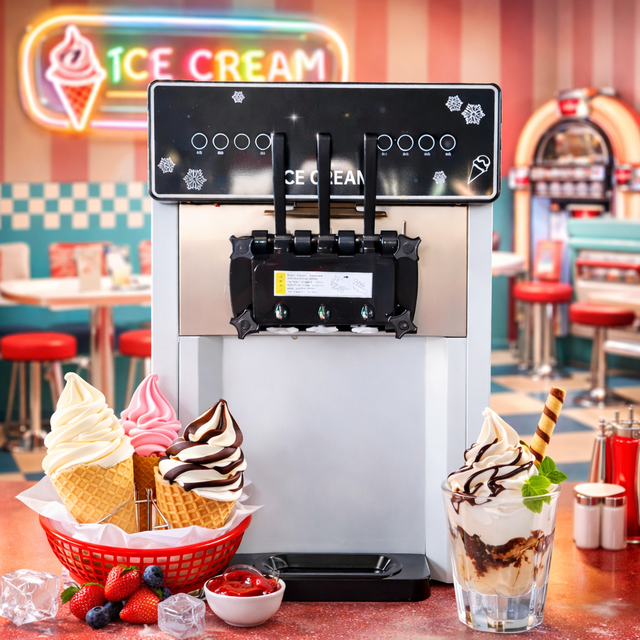 Counter Top Soft Serve Ice Cream Maker  22-32L/H 1 Year Warranty with Precooling CE Certificated Gelato Ice Cream Machine