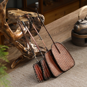 Bamboo Woven Stove Fan Set Manual Classic Retro Handmade Irregular Shape Fireplace Accessory - Product Image 3