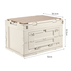 Boîte de rangement pliante/pliable avec couvercle, boîte de rangement extérieure avec couvercle en bois, boîte pliable à ouverture latérale - Product Image 1
