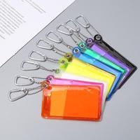 Porte-carte d'identité transparent personnalisé UIOWIO, étui vertical en PVC pour badge d'identification avec mousqueton, étui d'identification en PVC avec porte-clés