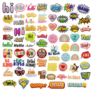 สินค้าขายดี ลายคำพูดตลกๆ น่ารักๆ เช่น "Be Kind" "Hi" "Hello" "Pow Wow"  แบบรีดร้อน ปักลาย ป้ายโลโก้สั่งทำ สำหรับงาน DIY - Product Image 1