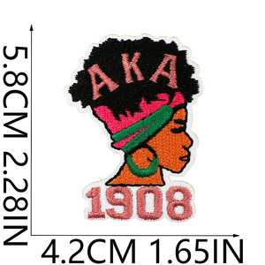 Bán buôn 1908 akaely thêu sắt vá đen Cô Gái Quần áo và màu xanh lá cây akaelypatches thêu - Product Image 4