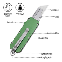 Couteau utilitaire en alliage d'aluminium vert TGZUO, couteau de poche CNC avec brise-vitre, équipement tactique EDC