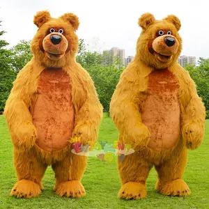 Déguisement CE géant gonflable 2M/2.6/3M gonflable marron Masha l'ours mascotte costume pour adulte