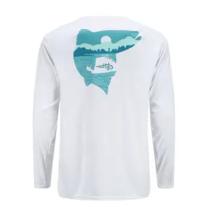 Bass Fishing Shirt New OEM Wholesale White Color Unisex Long Sleeve Bass Fishing Shirts Uv Protection Quick Dry