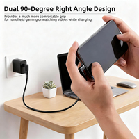 Câble USB-C vers USB-C double 90 degrés 10 Gbit/s 4K60Hz Vidéo PD 60W 3A Type C à angle droit pour Ordinateur Portable Moniteur Téléphone Gaming