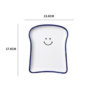 Creativo dibujos animados Emojis cara sonriente 7 "Cerámica pan hornear Pan Hotel restaurante contraste Color gres plato para hornear plato - Product Image 4