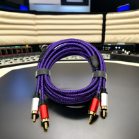 Cable de Audio Estéreo 2RCA a 2RCA, Cable RCA con Revestimiento de Oro y Trenzado de Nailon, Doble Blindaje, Cable Adaptador Auxiliar para Auto y Subwoofer