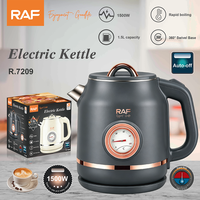Hervidor de Agua Rápido RAF R.7209, 1500W, 1.5L, con Control de Temperatura, Apagado Automático, Enchufe VDE, Base Giratoria de 360° para Preparación de Bebidas en la Cocina