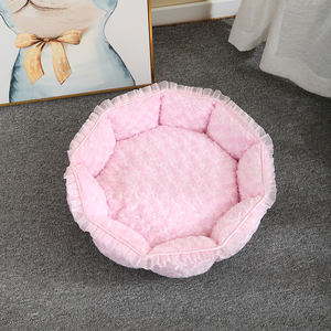 Rutschfester Boden Weich und Bequem Luxuriöses Rosa Umweltfreundliches Maschinenwaschbares Abnehmbares Rundes Hundebett für das Ganze Jahr - Product Image 2