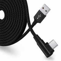 Câble de charge USB 2.0 tressé en nylon, de type A à Type-C, à angle droit de 90 degrés, pour téléphones Android