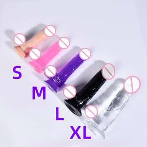 Großhandel Großer Erwachsenen-Masturbationsdildo G-Punkt-Stimulator Realistischer Kristall Transparenter Weicher Saugnapf Wasserdichter Sexspielzeug - Product Image 3