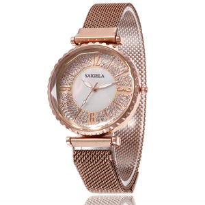 4110 Dropshipping orologio da polso da donna con cinturino magnetico con etichetta privata con Logo personalizzato a buon mercato con conchiglia di diamanti di lusso - Product Image 5