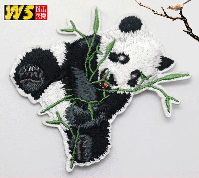 Insignia bordada de panda de dibujos animados, decoración de ropa para niños, parche bordado, pegatina de estilo chino