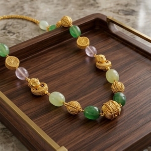 Elegante Collar Mala de Buda Antiguo en Plata 925 con Cuentas de Piedras Preciosas Multicolor, Joyería Tradicional de Cadena Larga para Mujer - Product Image 5