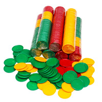 JOYLINK Ensemble de jetons de Mahjong américain 100 pièces 5 couleurs Jetons de comptage en plastique style pièce de monnaie pour jeu de cartes