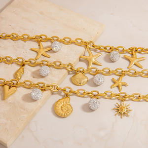 Fashion Charm <b>Bracelet</b> Gold Color Starfish <b>Shell</b> Pendant Women's Jewelry Gift - Product Image 1