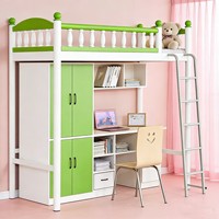 Meilleure vente : Lit superposé personnalisable en bois vert confortable pour étudiants avec bureau intégré