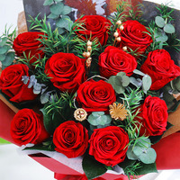 D471 3-5 tahun terakhir buatan tangan tahan lama kotak hadiah persegi diawetkan merah mawar kuku buket ulang tahun romantis