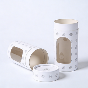 Custom Cylinder Paper <b>Box</b> With <b>Clear</b> Display Window Round Cardboard Tube Packaging For <b>Gift</b> Cosmetic Candle - Product Image 1