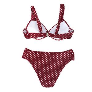 Maillot de bain bikini sexy personnalisé pour femme, taille haute, imprimé à pois, dos nu, push-up, tenue de plage - Product Image 3