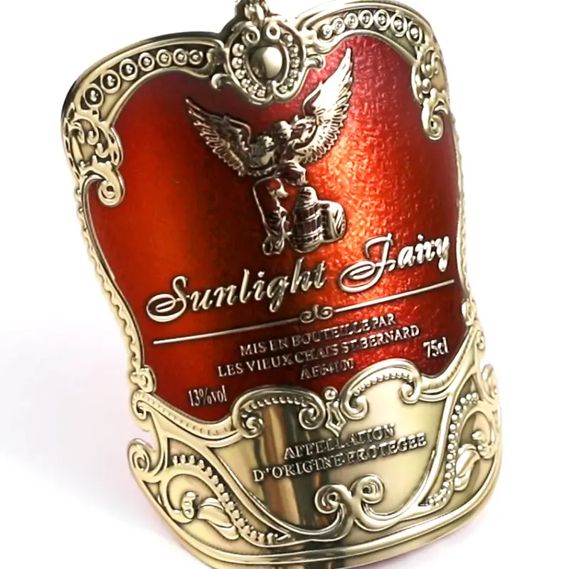 Accept custom printed high quality embossed metal stickers Recyclable wine perfume bottles printed aluminium labels