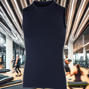 เสื้อกล้ามถักแขนกุดคอลูกเรือถักสีทึบสำหรับผู้ชายชุดลำลอง - Product Image 2
