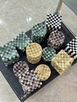 Élégante Table Basse Moderne en Marbre Faite à la Main, Plateau à Carreaux, Organisateur de Bijoux pour Mariage et Ramadan, Porte-Montres et Clés, Plat de Service pour la Maison