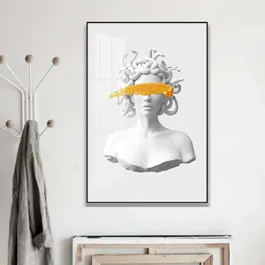 Minimalistische Pop Art Schilderij Een Gips Beeld Van Medusa Griekse Mythologie Muurkunst Voor Huisdecoratie Posters Prints