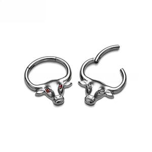 Nouveau à la mode G23 titane Sculpture tête <span class=keywords><strong>de</strong></span> taureau ZC <span class=keywords><strong>nez</strong></span> Septal anneau Punk hommes et femmes perforé bijoux <span class=keywords><strong>nez</strong></span> anneau boucles d'oreilles - Product Image 5
