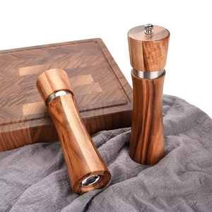 Juego de 2 Molinillos de Sal y Pimienta de Madera con Ajuste de Grosor, Juego de Molinillos de Pimienta Manuales con Cuchara de Madera - Product Image 5